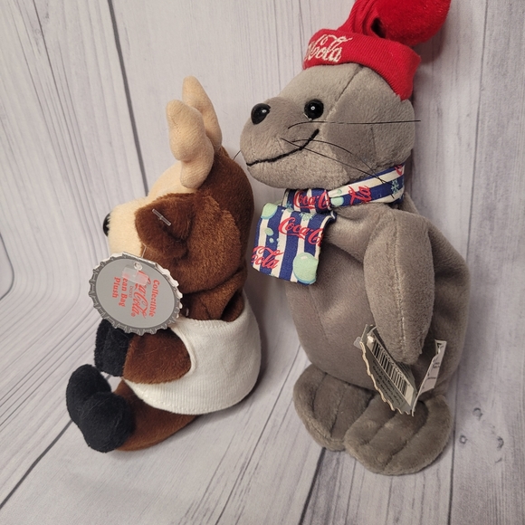 Vintage 90s Coca-Cola Beanie plushies Set - Picture 2 of 3